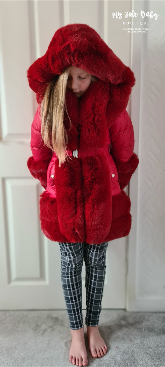 Girls fur trim coat on sale