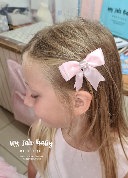 Girls Diamanté Hair Bows - 9cm