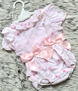 Wee Me SS22 Baby Girls Pink Floral Romper Set - 12m