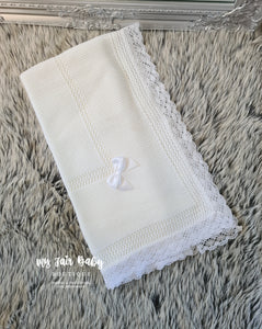 Spanish Unisex White Lace & Bow Shawl / Blanket