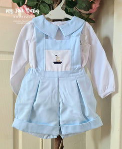 Wee Me Spanish Baby Boys Blue Boat Dungarees MYDE004 ~ 12,18m