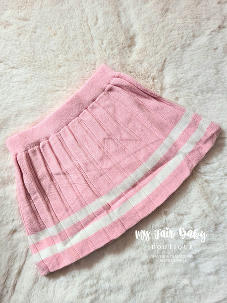 Spanish Style Older Girls Pink Knitted 4pc Skirt Set - 2-12y