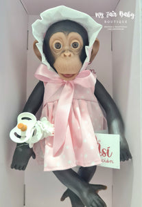 Spanish Monkey Girl Doll In Pink Dress Set - IN STOCK NOW