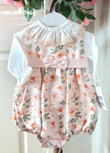 Spanish Baby Girls Pink Roses Romper 902 - 3-18m