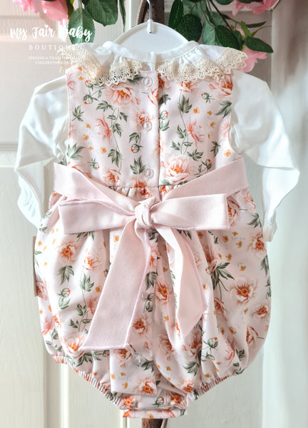 Spanish Baby Girls Pink Roses Romper 902 - 3-18m