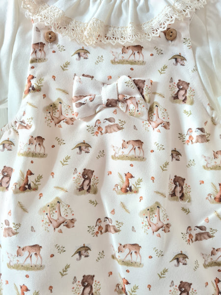 Spanish Baby Girls Cream Woodland Animal Romper 903 - 3-18m