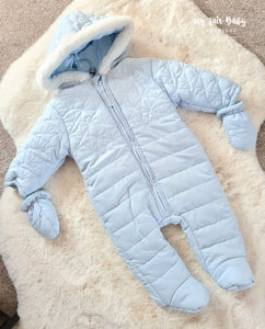 Traditional Baby Boys Blue Star Print Padded Snowsuit