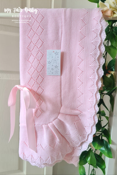 Spanish Style Large Baby Bow Blanket - Pink