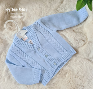 Traditional Baby Boys Blue Cable Knit Cardigan