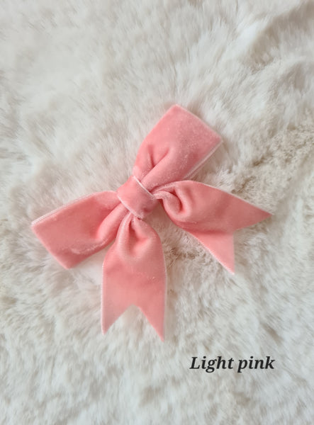 Girls Velvet Bow Hair Clips - 8 Colours