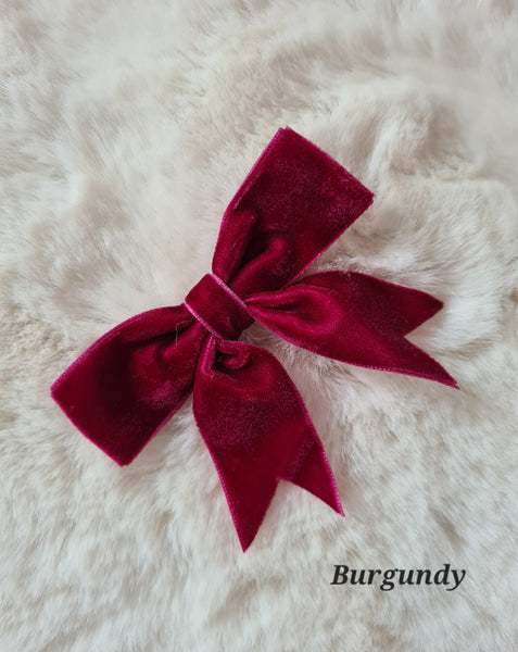 Girls Velvet Bow Hair Clips - 8 Colours