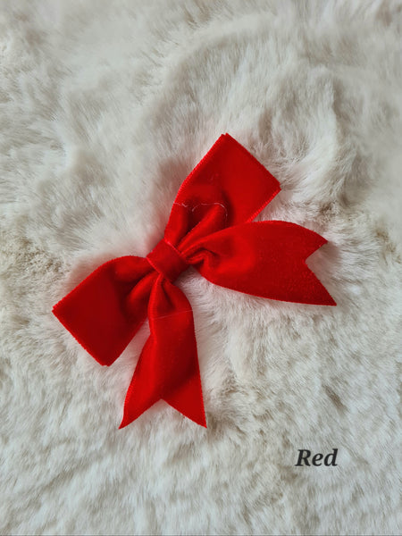 Girls Velvet Bow Hair Clips - 8 Colours