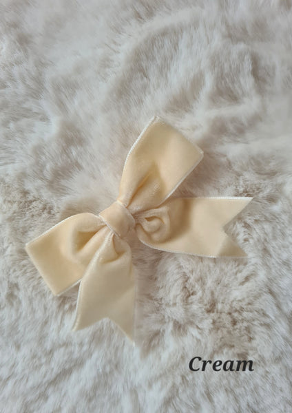 Girls Velvet Bow Hair Clips - 8 Colours