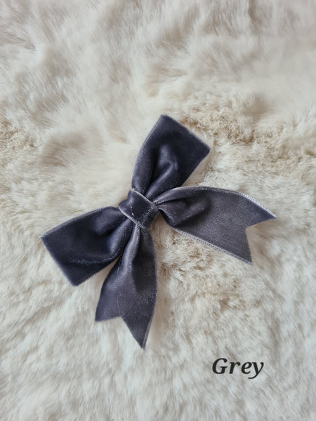 Girls Velvet Bow Hair Clips - 8 Colours