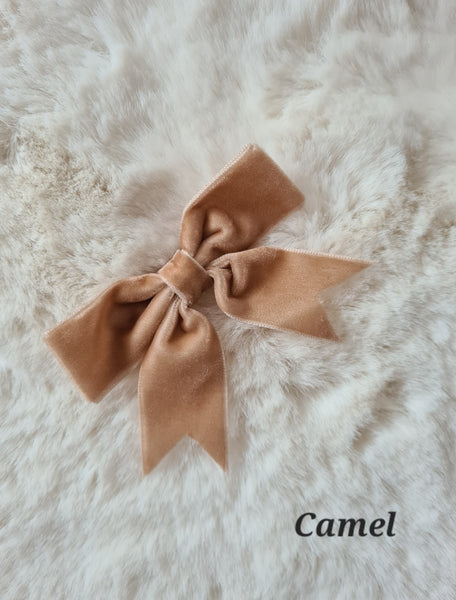 Girls Velvet Bow Hair Clips - 8 Colours