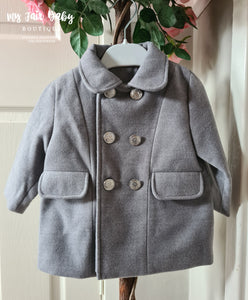 Traditional Spanish Baby Boys Double Breasted Grey Pea Coat