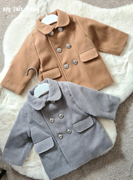 Traditional Spanish Baby Boys Double Breasted Grey Pea Coat