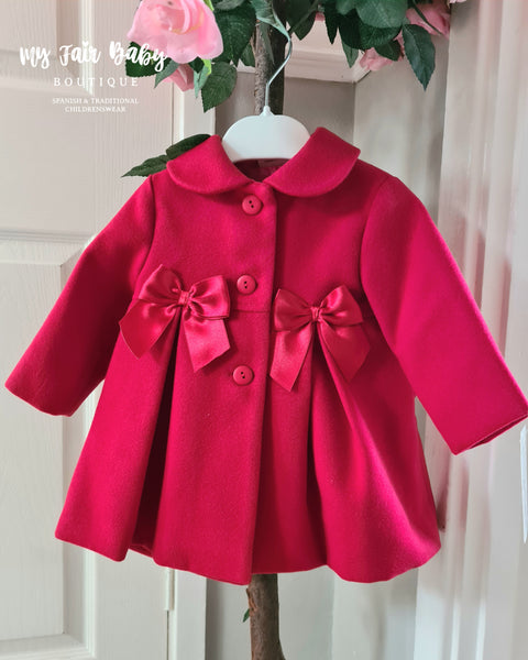 Spanish Traditional Baby Girls Red Bow Coat C83A - 6-36m