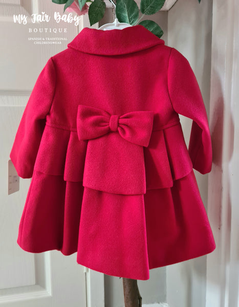 Spanish Traditional Baby Girls Red Bow Coat C83A - 6-36m