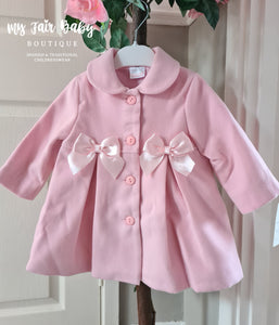 Traditional Spanish Baby Girls Pink Bow Coat C83A - 6-36m