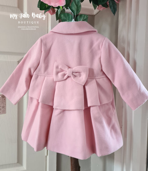 Traditional Spanish Baby Girls Pink Bow Coat C83A - 6-36m