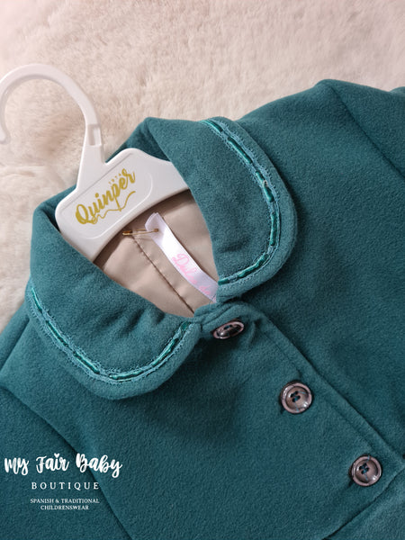 Spanish Toddler Girls Bottle Green Bow Coat