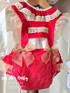 Spanish Baby Girls Red Tulle Bow Romper M002 ~ 6-24m