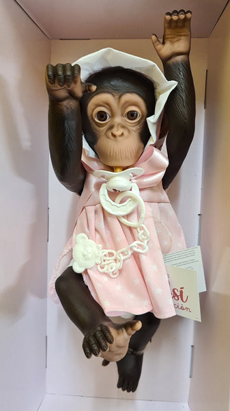 Asi Spanish Reborn Monkey Girl Doll In Pink Dress Set - IN STOCK NOW