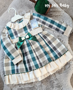 Ceyber AW24 Spanish Older Girls Green Check Dress ZA3559 ~ 3-8y