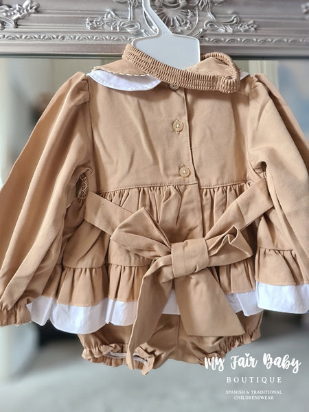 Traditional Girls Smocked Coffee Dress Set 5202 ~ 0-6y