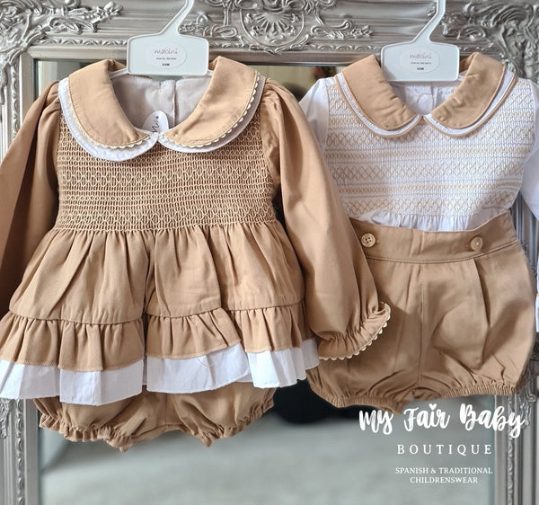 Traditional Boys Coffee Smocked Short Set 5203 ~0-4y