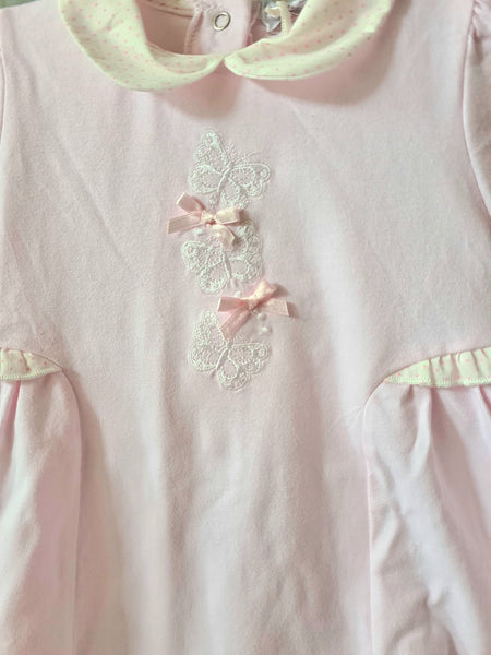 Traditional Baby Girls Pink Butterfly Romper