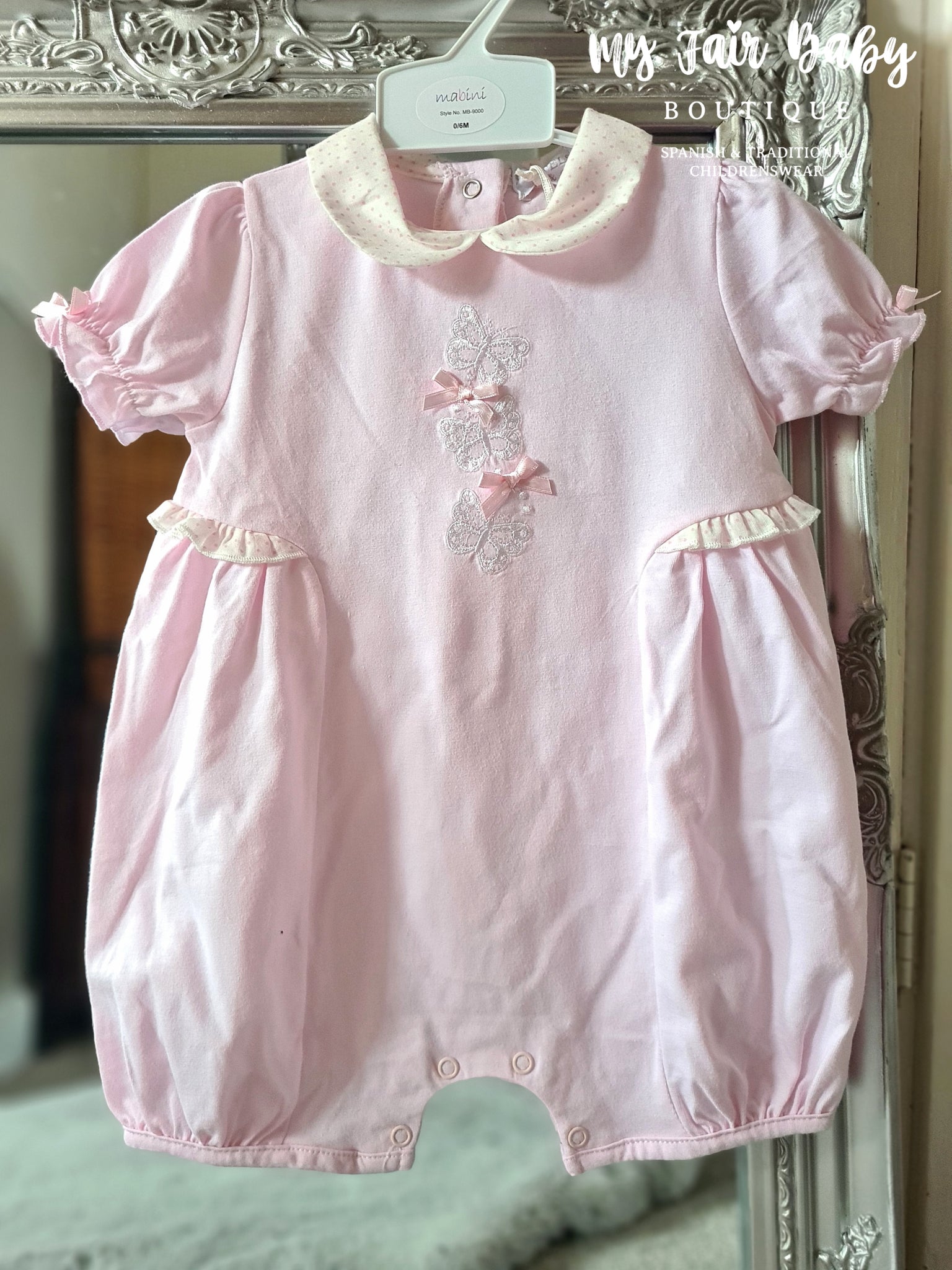 Traditional Baby Girls Pink Butterfly Romper