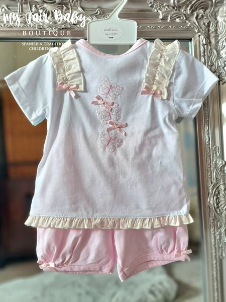 Traditional Baby Girls Pink Butterfly Short & T-Shirt Set