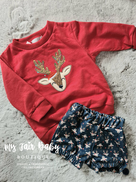 Spanish Unisex Baby Red Reindeer Jumper & Pant Set 102116