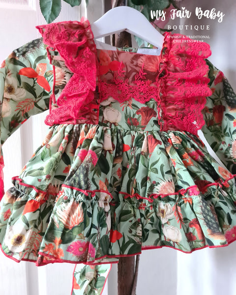 ELA Confeccion Spanish Girls Dahlia Christmas Puffball Dress & Pants ~ 1 & 6y ~ IN STOCK NOW