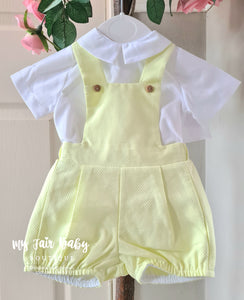 Spanish Baby Boys Lemon Waffle Dungarees ~ 3-36m