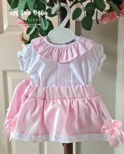 Spanish Baby Girls Pink Smocked Summer Skort & Hat Set ~ 6-24m
