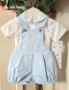 Spanish Baby Boys Blue Pique Summer Dungaree Set 24122 ~ 3-36m