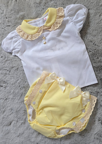 Spanish Baby Girls Lemon Jam Pants & Blouse Set - 12m