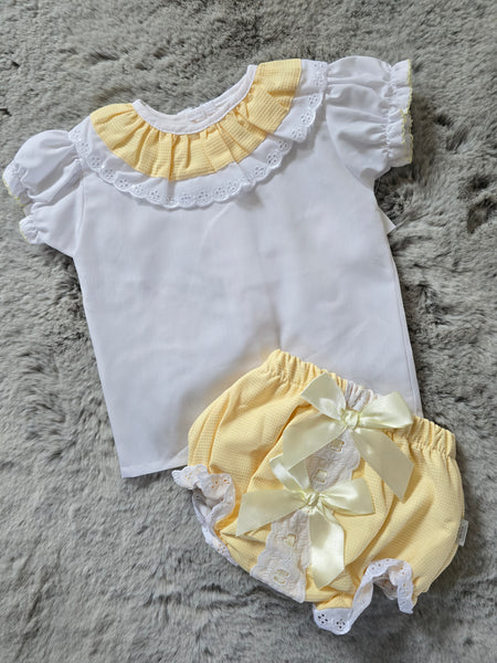Spanish Baby Girls Lemon Bow Jam Pants - 3,18m