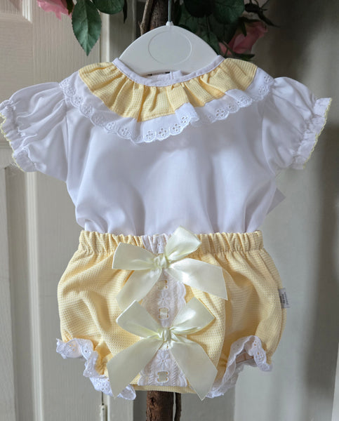 Spanish Baby Girls Lemon Bow Jam Pants - 3,18m