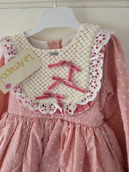La Amapola Spanish Older Girls Pink Kira Puffball Dress - 8,10,12 years