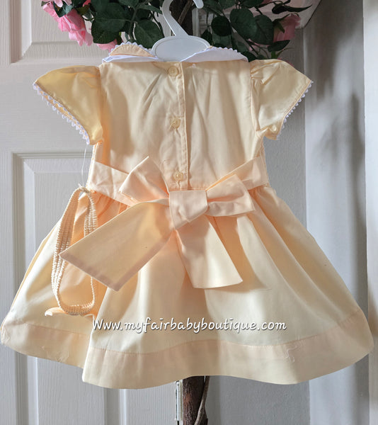 Spanish Girls Smocked Lemon Dress, Pants & Headband ~ 0-4y
