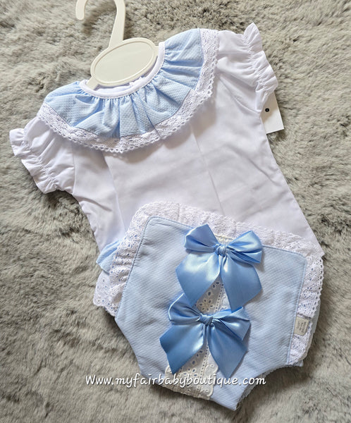 Spanish Baby Girls Blue Waffle Jam Pants Set ~ 3-36m