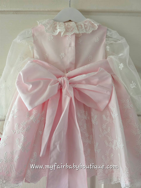 Sonata Infantil AW24 Spanish Girls Pink Lace Puffball Dress IN2422 - MADE TO ORDER
