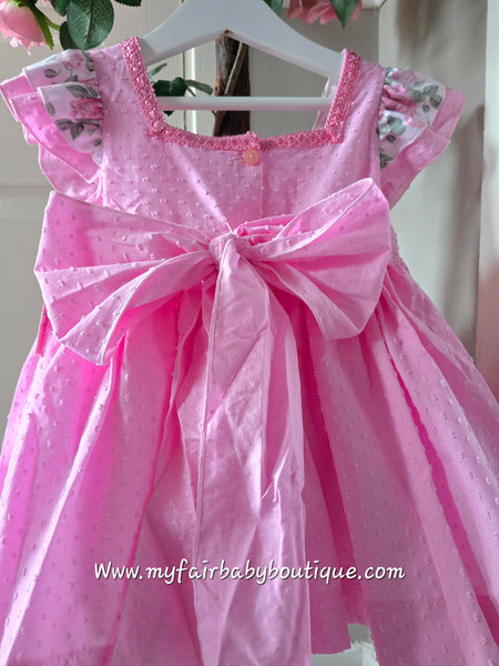 Sonata Infantil SS25 Spanish Girls Roses & Pink Plumeti Puffball Dress VE2518 ~ 3Y ~ IN STOCK NOW