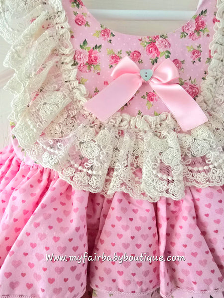 Sonata Infantil SS25 Spanish Girls Pink Roses Ruffle Dress VE2517 ~ 3y ~ IN STOCK NOW