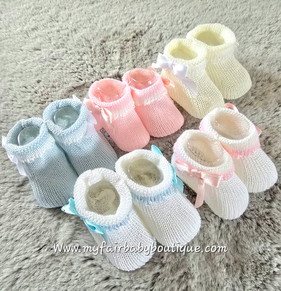Spanish Perle Knit Baby Booties ~ 0-3m