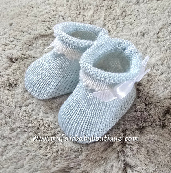 Spanish Perle Knit Baby Booties ~ 0-3m